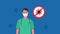 Surgeon doctor using medical mask with stop covid19 signal animation