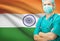 Surgeon with national flag on background series - India