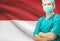 Surgeon with national flag on background series - Indonesia