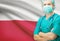 Surgeon with national flag on background series - Poland