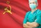 Surgeon with national flag on background series - Union of Soviet Socialist Republics
