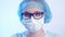 Surgeon portrait confident female doctor face mask