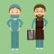 Surgeon and radiologistctor in flat designe