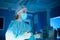 Surgeon woman doing laparoscopic operation