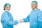 Surgeons team handshake