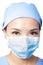 Surgery woman doctor face with mask