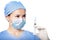 Surgery woman doctor look syringe needle