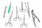 Surgical instruments on white background