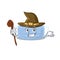 Surgical mask funny but sneaky witch cartoon character design