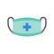 Surgical mask, medical and hospital related flat design icon set