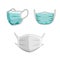 Surgical mask set. Face mask against virus. Medical face protection. Doctor nurse facemask. Coronavirus sick covid19. Vector 