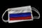 Surgical Masks With Russia Flag Printed Isolated on Black Background