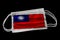 Surgical Masks With Taiwan Flag Printed Isolated on Black Background