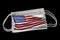 Surgical Masks With US American Flag Printed Isolated on Black Background