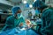 Surgical team operating a patient in an operation theater