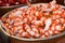 Surimi shrimps for sale at supermarket