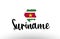 Suriname country big text with flag inside map concept logo