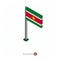 Suriname Flag on Flagpole in Isometric dimension