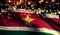 Suriname National Flag Light Night Bokeh Abstract Background