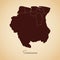 Suriname region map: retro style brown outline on.