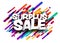 Surplus sale sign over colorful brush strokes background