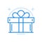 Surprise box with ribbon vector line icon. Holiday present prize for lucky winner.