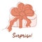 Surprise. Cute gift box with bow on white background