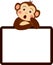 Surprise cute monkey with blank frame