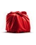 Surprise gift fully covered with red cloth on white background, created with generative AI