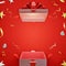 Surprise open gift box On red background during Christmas and New Year festival.