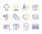 Surprise package, Search text and Messenger mail icons set. Healthy face, Thermometer and Add gift signs. Vector