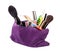 surprise woman beautican bag with cosmetic tools and fishing tackles