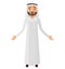 Surprised arab saudi business man flat cartoon. Shocked muslim b