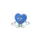 Surprised blue love gesture on cartoon mascot design