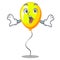 Surprised character yellow balloon ticket on holiday