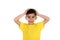 Surprised child with yellow t-shirt