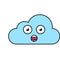 Surprised cloud emoji outline illustration
