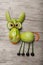 Surprised donkey made of green tomato