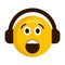 Surprised emoji with headphones icon