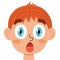 Surprised emotion face. Little boy clipart with shock emotional expression