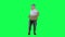 Surprised fat young man talking to his friend on the street on green screen from