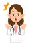 Surprised female doctor wearing lab coat