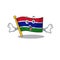 Surprised flag gambia fluttering on cartoon pole