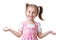 Surprised funny child girl on white background