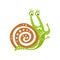 Surprised funny snail character, cute green mollusk hand drawn vector Illustration