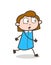 Surprised Girl Running Pose Vector Illustration