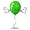 Surprised green ballon with cartoon ribbons beautiful
