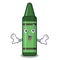 Surprised green crayon in the mascot shape