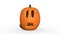 Surprised Halloween pumpkin, carved Jack O Lantern decorative pumpkin isolated on white background, 3D rendering