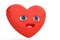 Surprised heart emoticon with heart emoji.3D illustration.